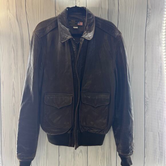 Vintage USA Cooper Type A-2 46L  US Air Force Flight Jacket Leather Brown Bomber - Picture 1 of 8